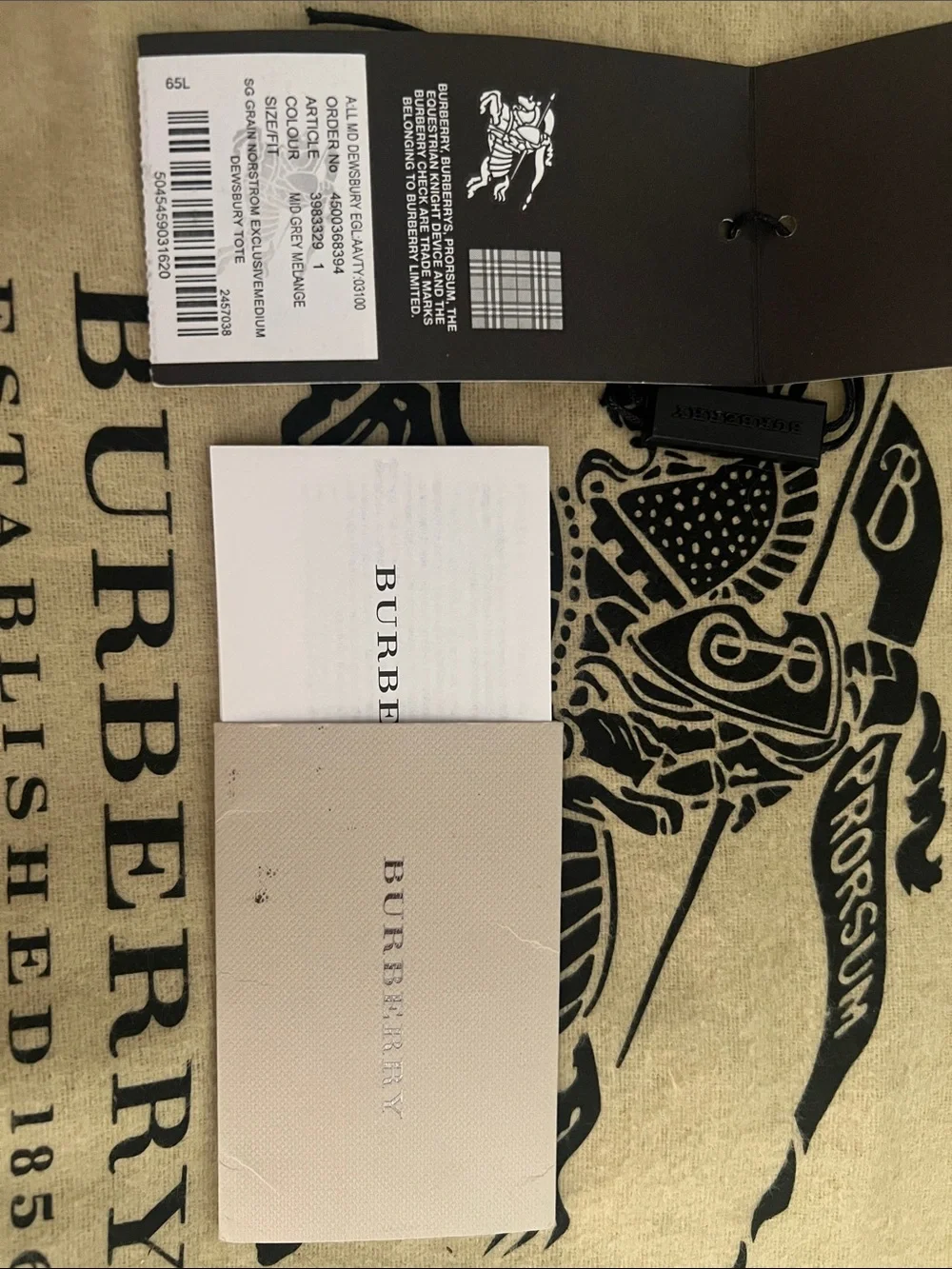 Burberry Dewsbury Grey Melange Leather Tote Bag with Gold Hardware